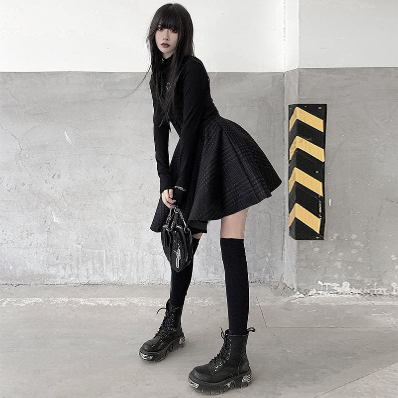 Gothic Black Ghost Girl Woolen Suspender Skirt Set MM0704 – KawaiiMoriStore