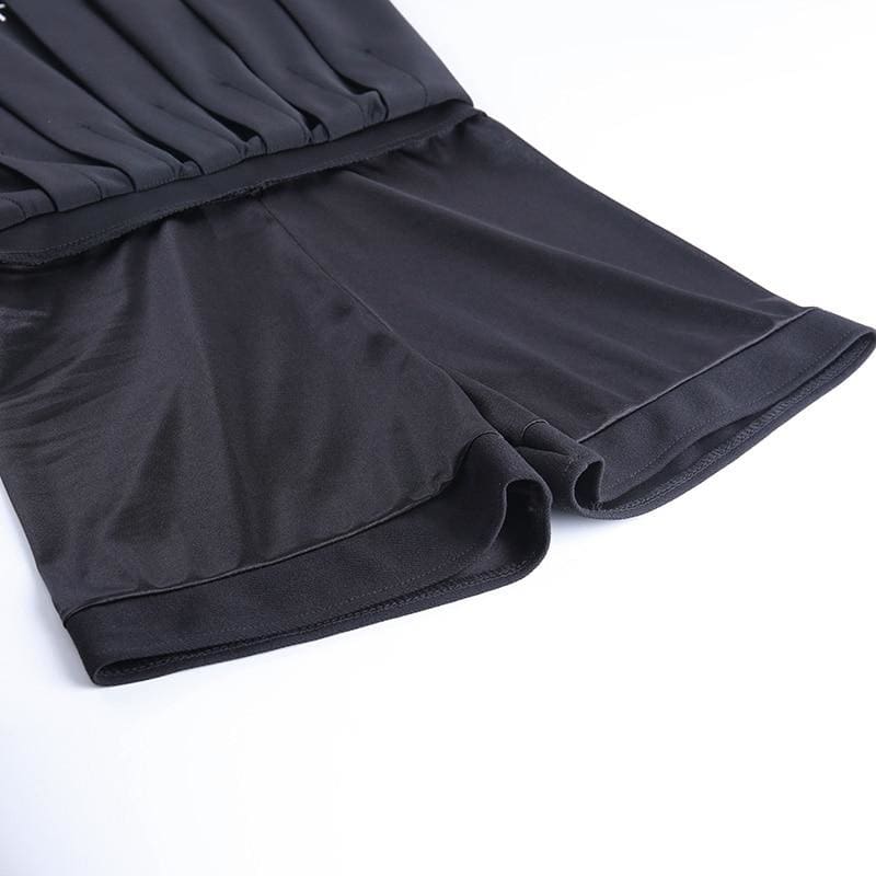 Gothic Cross Print Black Pleated Skirts MK13899 - KawaiiMoriStore