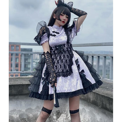 Gothic Fashion Lilac Colour Cheongsam Lolita Dress MM0724 - KawaiiMoriStore