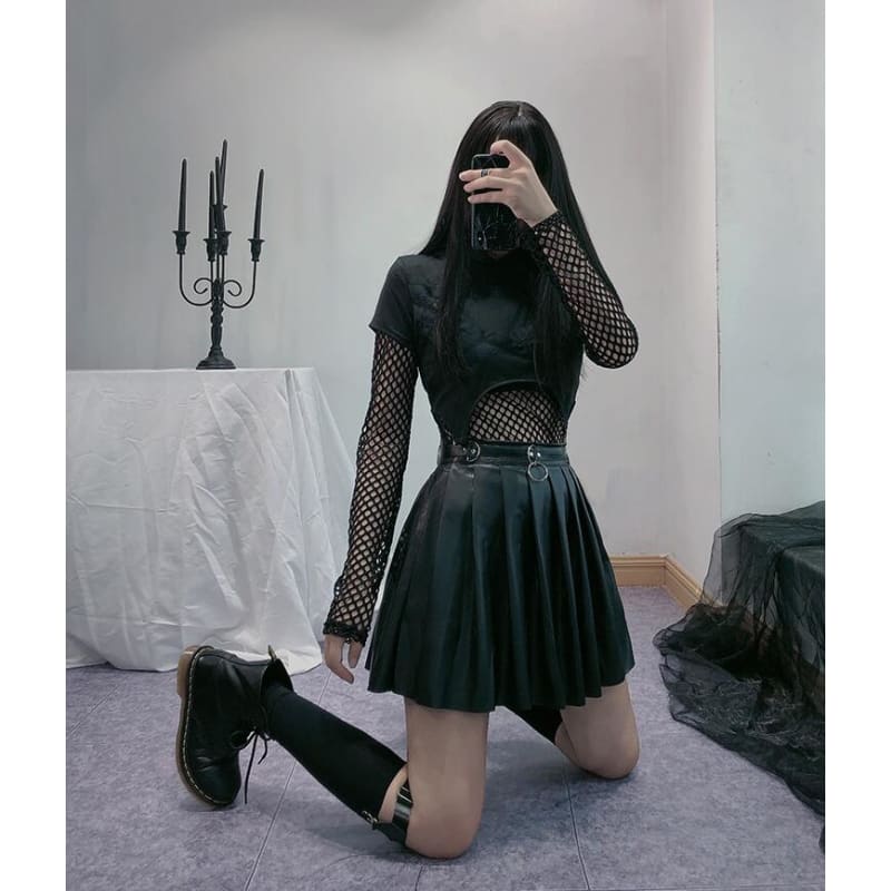 Gothic High Waist Streetwear Black Skirt - skirt