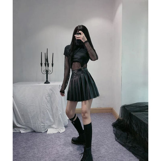 Gothic High Waist Streetwear Black Skirt - skirt