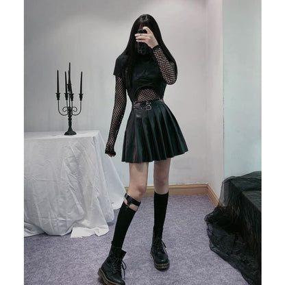 Gothic High Waist Streetwear Black Skirt - skirt