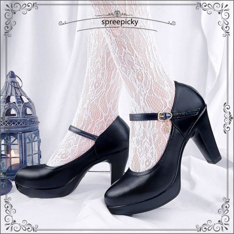 IPPEUM Luxury Design Women Pumps Gothic Black Platform High Heels Ankle  Strappy Block Heels Bratz Shoes y2k - AliExpress