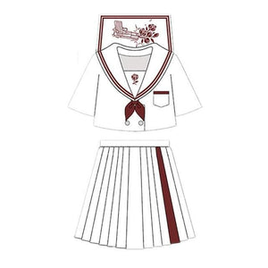 Gothic Long/Short Sleeve Girls High Waist White Sailor Skirts Set MK110 - KawaiiMoriStore