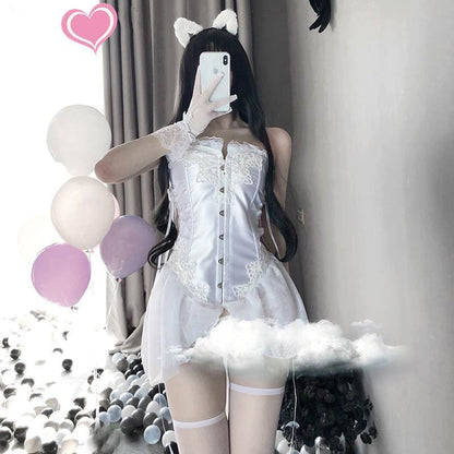 Gothic Uniform Seduces Maid Outfit Cat Girl Waistcoat Suit MK164 - KawaiiMoriStore