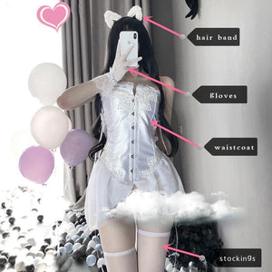 Gothic Uniform Seduces Maid Outfit Cat Girl Waistcoat Suit MK164 - KawaiiMoriStore