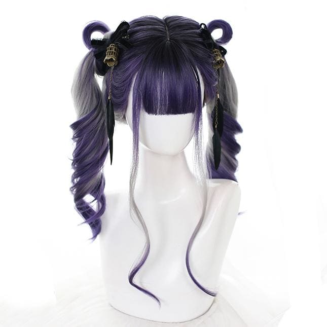 Gradient Purple Grey Wave Long Wig MK14945 - KawaiiMoriStore