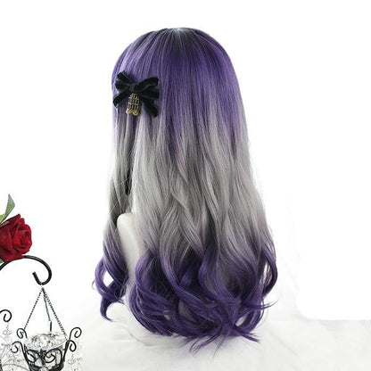 Gradient Purple Grey Wave Long Wig MK14945 - KawaiiMoriStore