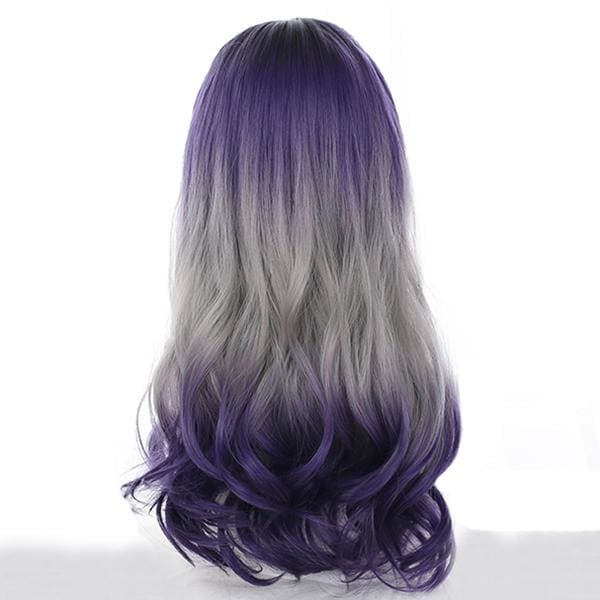 Gradient Purple Grey Wave Long Wig MK14945 - KawaiiMoriStore
