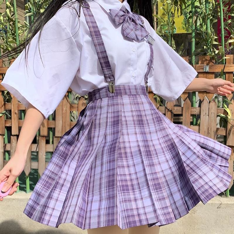 [Grape Soda] High Waist Pleated Skirts JK School Uniform MK15490 - KawaiiMoriStore