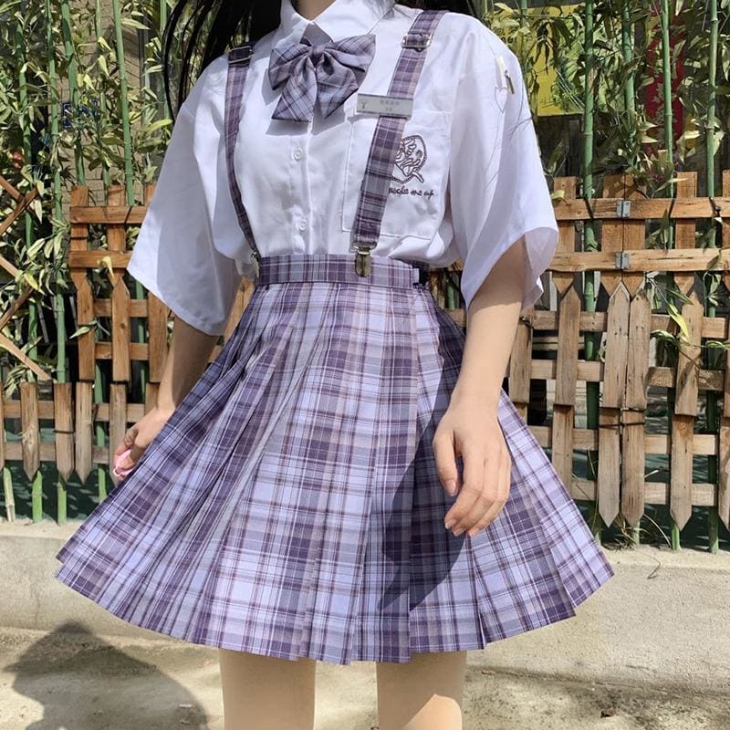 [Grape Soda] High Waist Pleated Skirts JK School Uniform MK15490 - KawaiiMoriStore