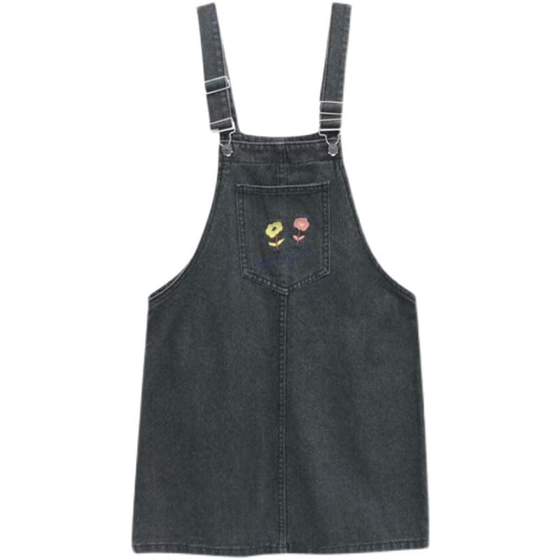 Gray/Blue Summer Flowers Asian Streetwear Casual Overalls 