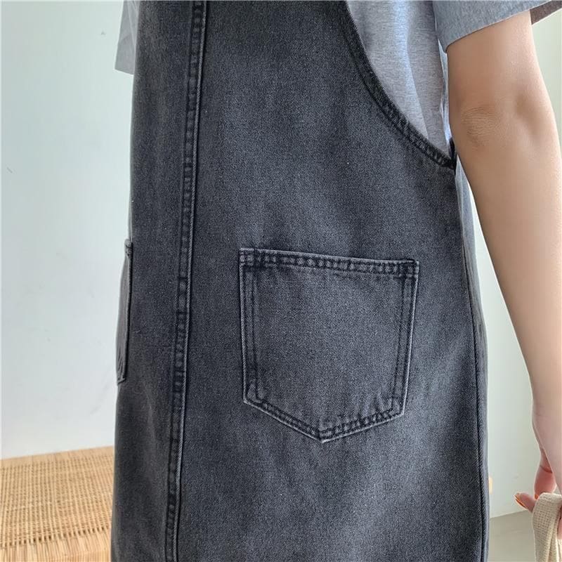 Gray/Blue Summer Flowers Asian Streetwear Casual Overalls 