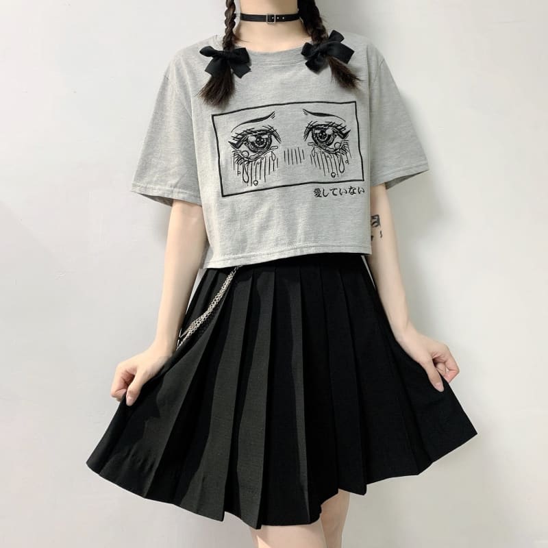 Gray/White Cry Emoji Anime Eyes T-shirt MK16002 - KawaiiMoriStore