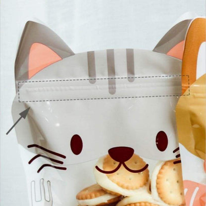 Gray/Yellow 10pcs Kawaii Cat Zipper Fresh Storage Bag MM1709