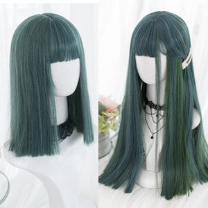Green/Blue Natural Straight Lolita Cosplay Wig MK15078 - KawaiiMoriStore