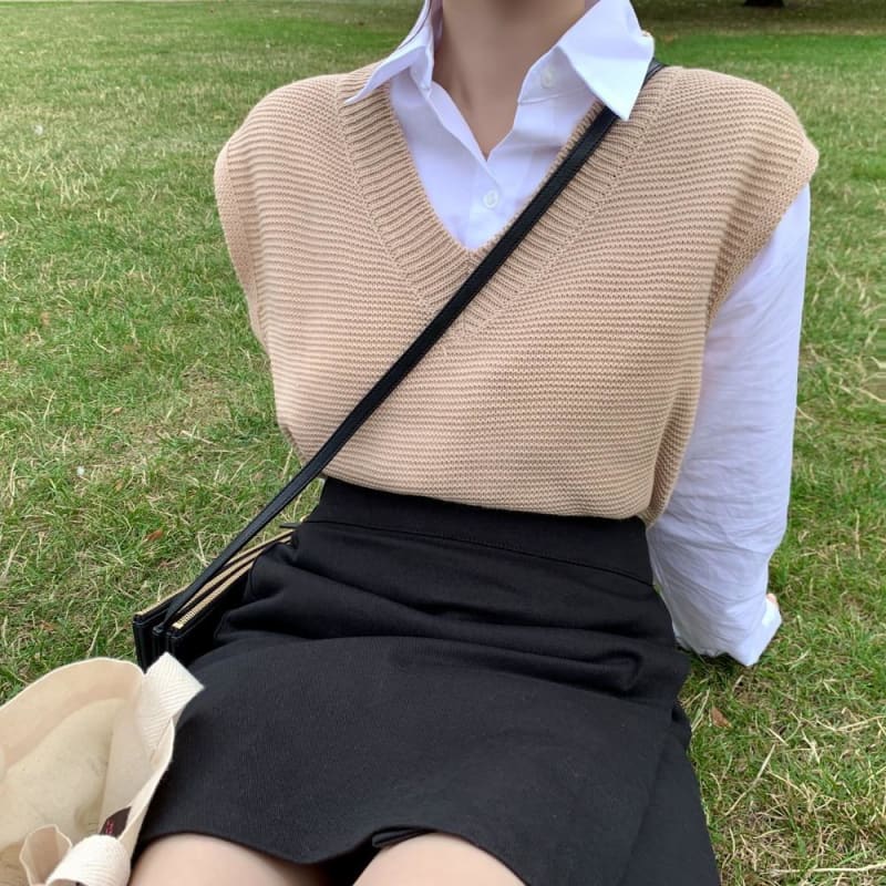Haile - Loose Knitted Autumn Sweater Vest - vest