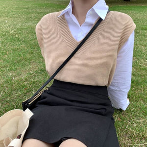 Haile - Loose Knitted Autumn Sweater Vest - vest