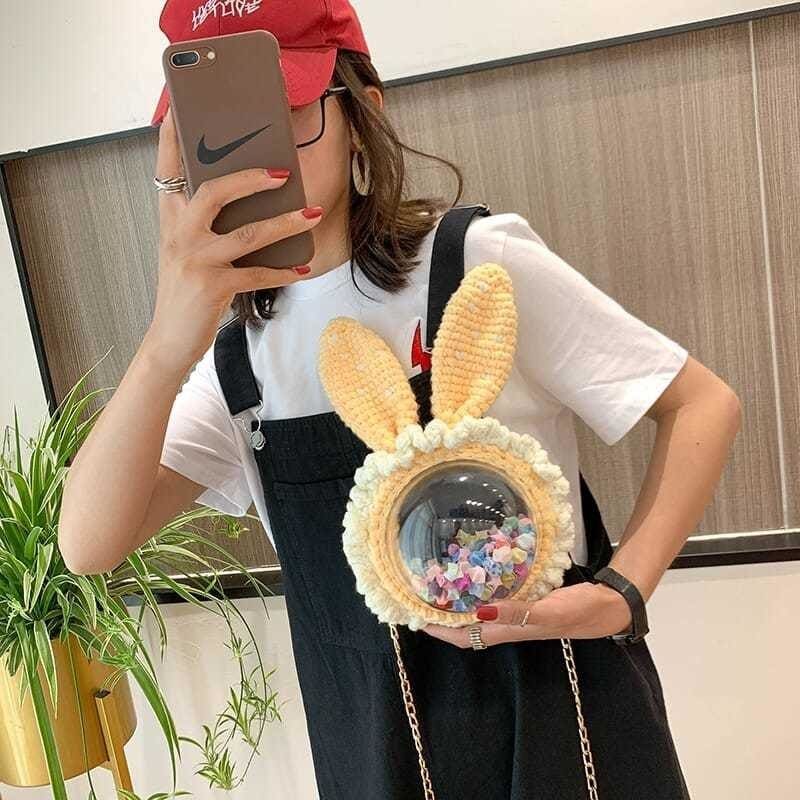 Hand-stitcHed Cute Cartoon Bunny Shoulder Bag MK0462 - KawaiiMoriStore