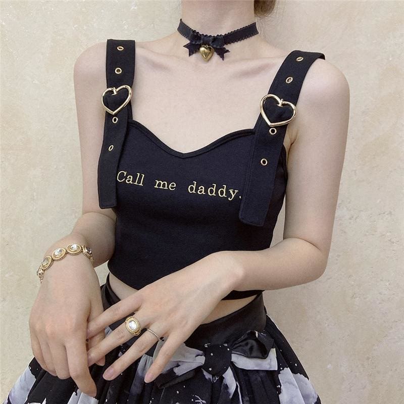 Harajuku Baby Heart Buckle Kawaii Girl Crop Top - kawaii 