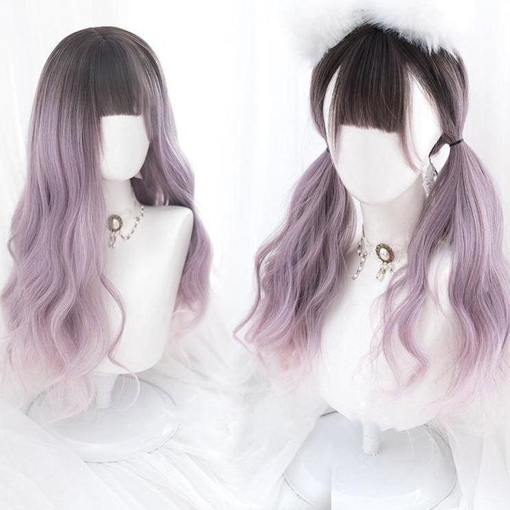 Harajuku Cute Purple Dyed Black Gradient Lolita Long Curly Hair MK15869 - KawaiiMoriStore