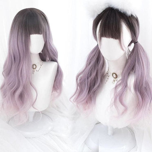 Harajuku Cute Purple Dyed Black Gradient Lolita Long Curly Hair MK15869 - KawaiiMoriStore