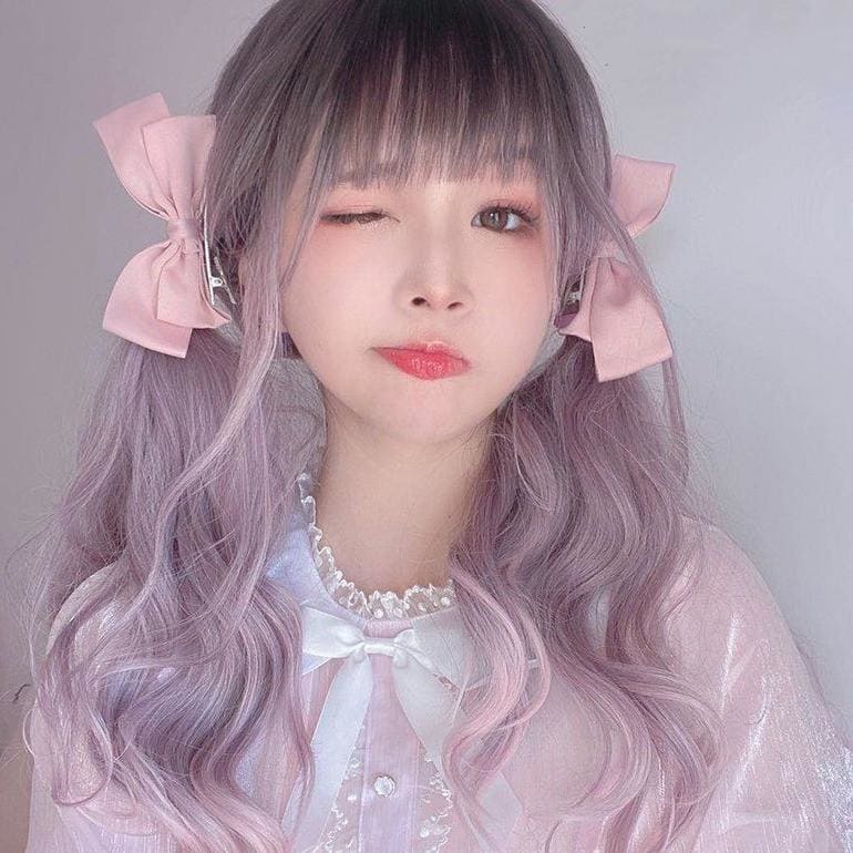 Harajuku Cute Purple Dyed Black Gradient Lolita Long Curly Hair MK15869 - KawaiiMoriStore