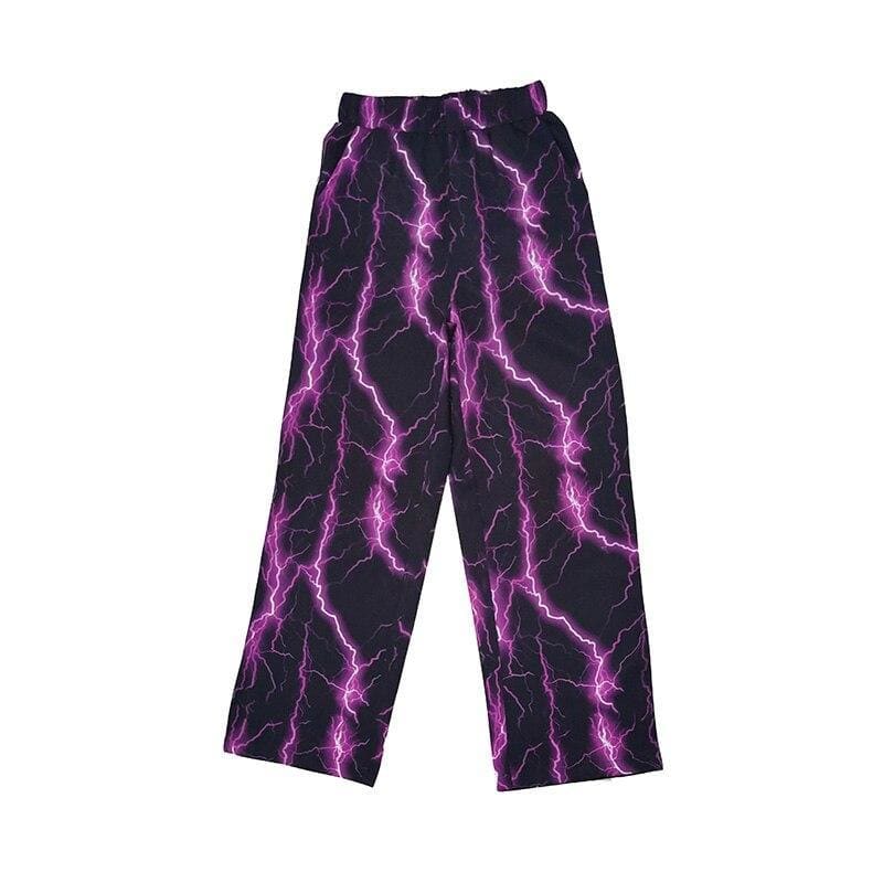 Harajuku High Street Purple Lightning Casual Pants - pants