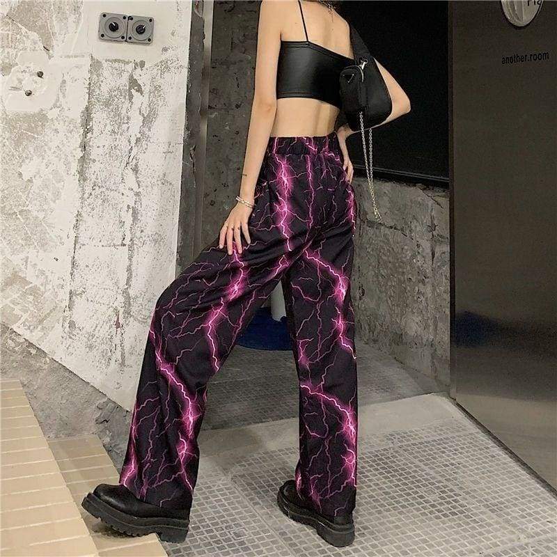 Harajuku High Street Purple Lightning Casual Pants - pants