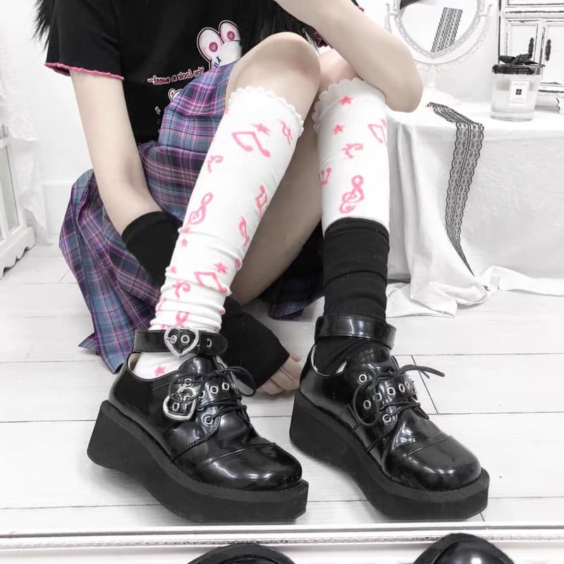 Harajuku JK Uniform Punk Lace-up Buckle Strap Platform Wedge Shoes MK15394 - KawaiiMoriStore