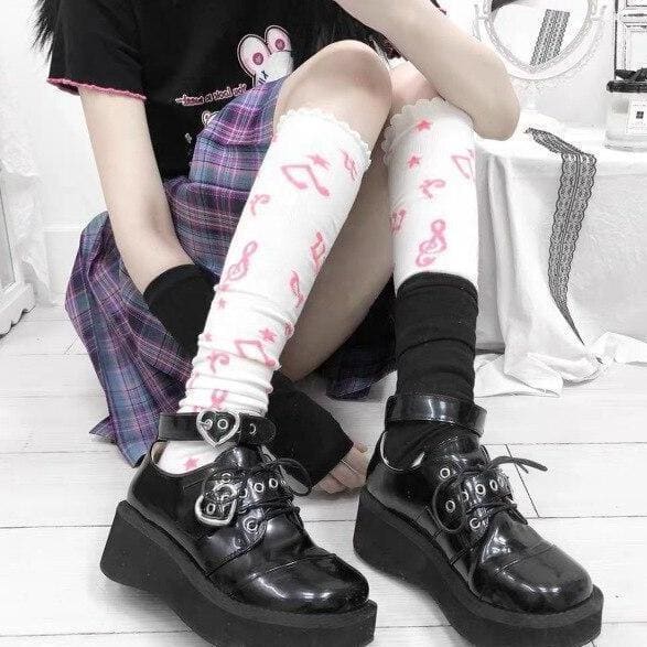 Harajuku JK Uniform Punk Lace-up Buckle Strap Platform Wedge Shoes MK15394 - KawaiiMoriStore