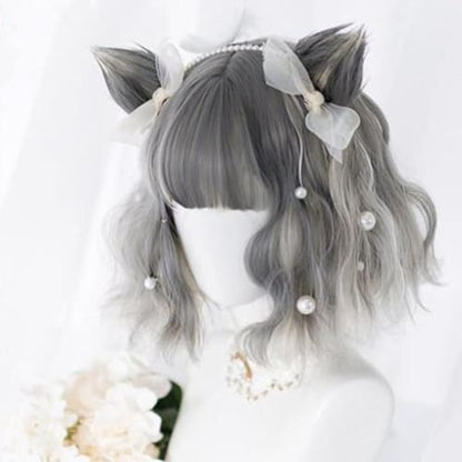 Harajuku Lolita Silver Long/Short Curly Hair MK15731 - KawaiiMoriStore