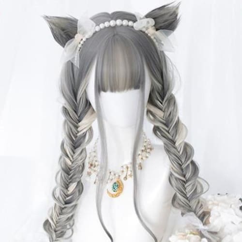 Harajuku Lolita Silver Long/Short Curly Hair MK15731 - KawaiiMoriStore
