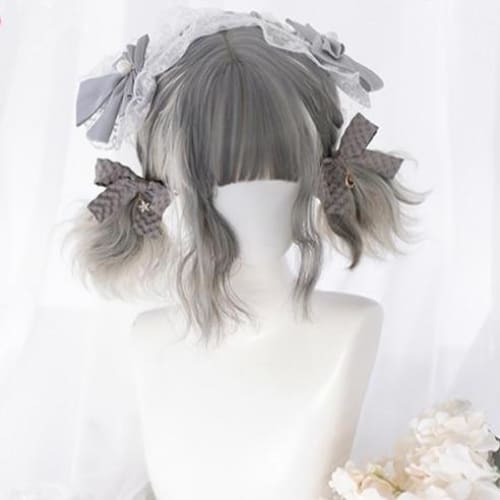 Harajuku Lolita Silver Long/Short Curly Hair MK15731 - KawaiiMoriStore