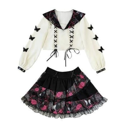 Harajuku Preppy Style Kawaii Lolita Cake Mini Skirts JK Uniform Suit MK124 - KawaiiMoriStore