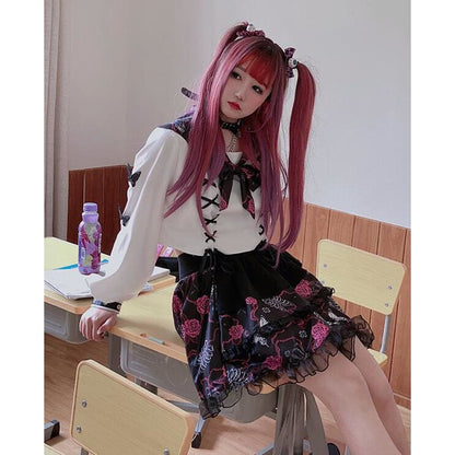 Harajuku Preppy Style Kawaii Lolita Cake Mini Skirts JK Uniform Suit MK124 - KawaiiMoriStore