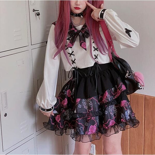 Harajuku Preppy Style Kawaii Lolita Cake Mini Skirts JK Uniform Suit MK124 - KawaiiMoriStore