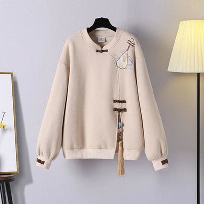 Harajuku Retro Pipa Embroidery Sweatshirt Skirt Suit MK15698 - KawaiiMoriStore