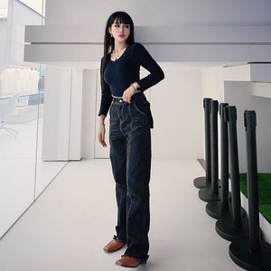 Harajuku Style Removable Letter Pocket Jeans - jeans
