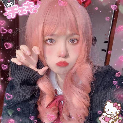 Harajuku Sweet Pink Lolita JK Long Curly Hair MK15773 - KawaiiMoriStore