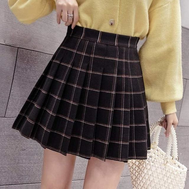 High Waist Pleated Skirt MK15898 - KawaiiMoriStore