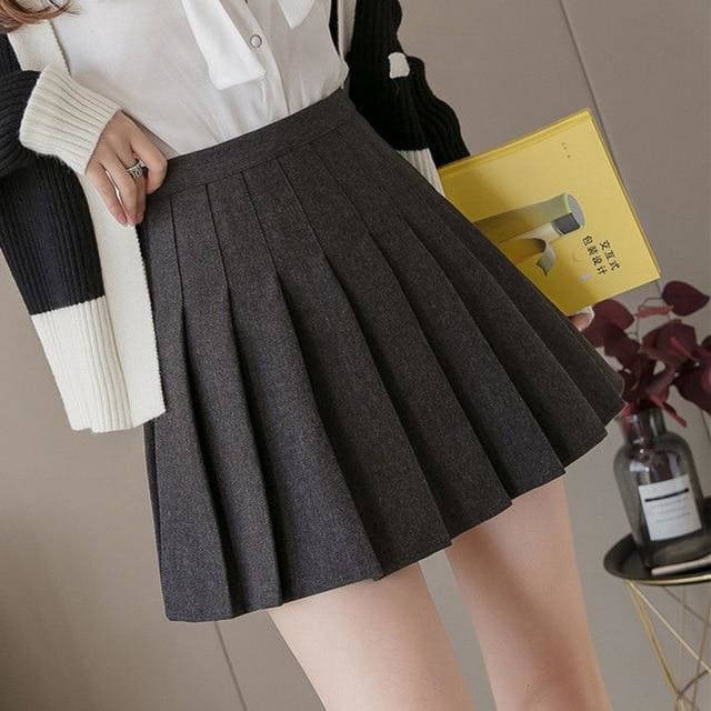 High Waist Pleated Skirt MK15898 - KawaiiMoriStore