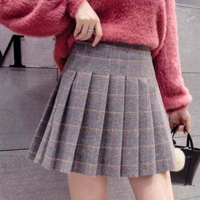 High Waist Pleated Skirt MK15898 - KawaiiMoriStore