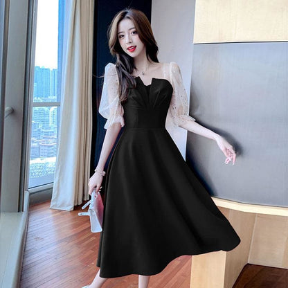 High Waist Short Sleeve V-neck Party Dress