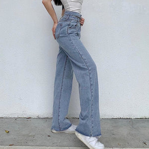 Hollow Out Loose High Waist Jeans - jeans