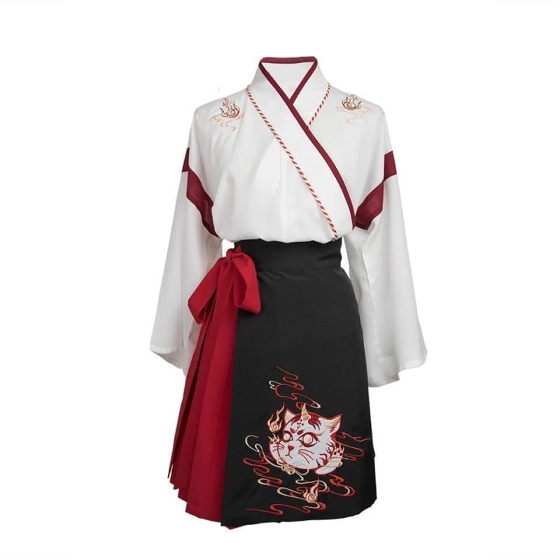 Improved Hanfu Cats Print Waist-length Ancient Costume MK15692 - KawaiiMoriStore