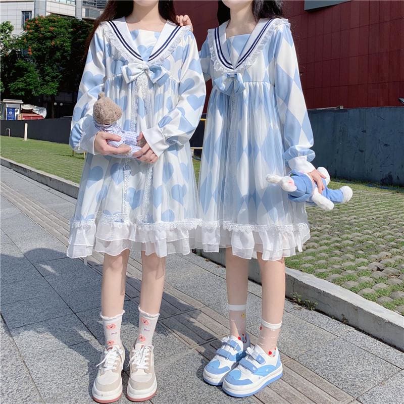 Japanese Cute Gril Lolita Navy Dress MK15551 - KawaiiMoriStore