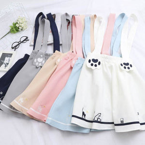Japanese Harajuku Cute Kitty/Cat Paws Strap Skirt MK179533 - KawaiiMoriStore