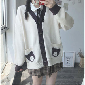 JK Bear Sweater Cardigan MK15309 - KawaiiMoriStore