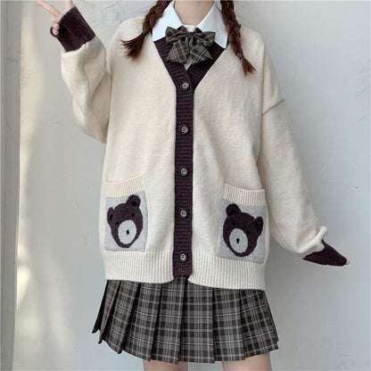 JK Bear Sweater Cardigan MK15309 - KawaiiMoriStore